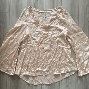 Chic Beige Women's Blouse with Lace Details